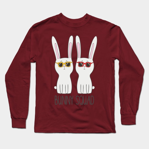 Bunny Squad, Funny Cute Pet Rabbit Lover Long Sleeve T-Shirt by Dreamy Panda Designs